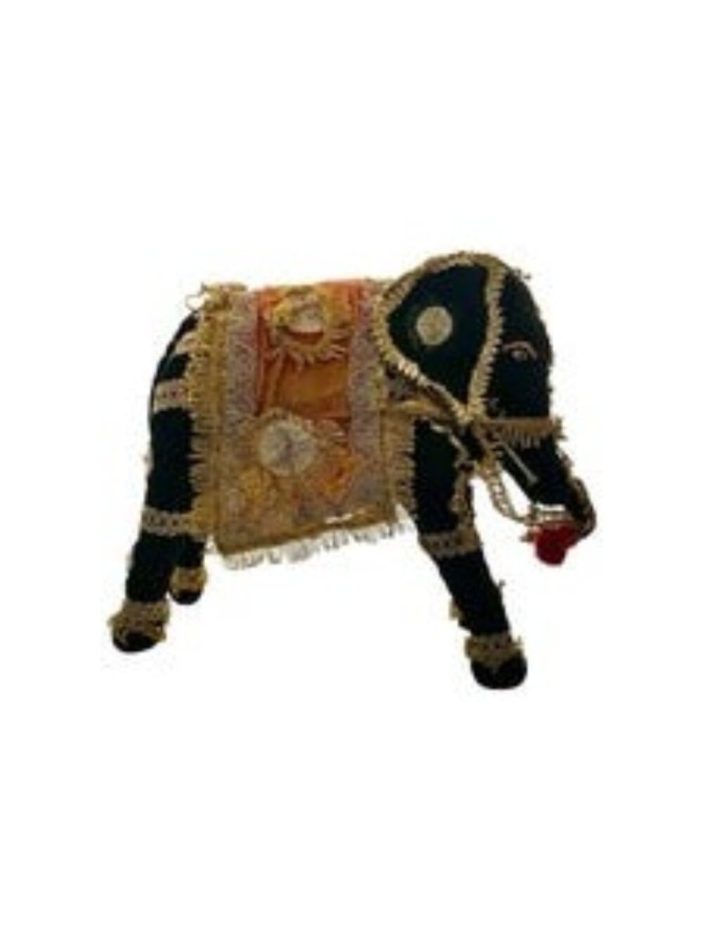 Elephant Figurine Handmade Velvet Fabric with Embroidery Vintage Folk Art Decor